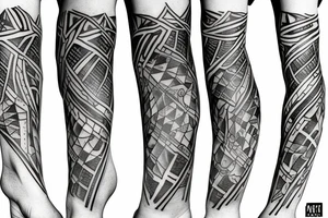 A leg sleeve of a side of a spartan tattoo idea