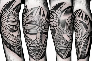 A leg sleeve of a spartan tattoo idea
