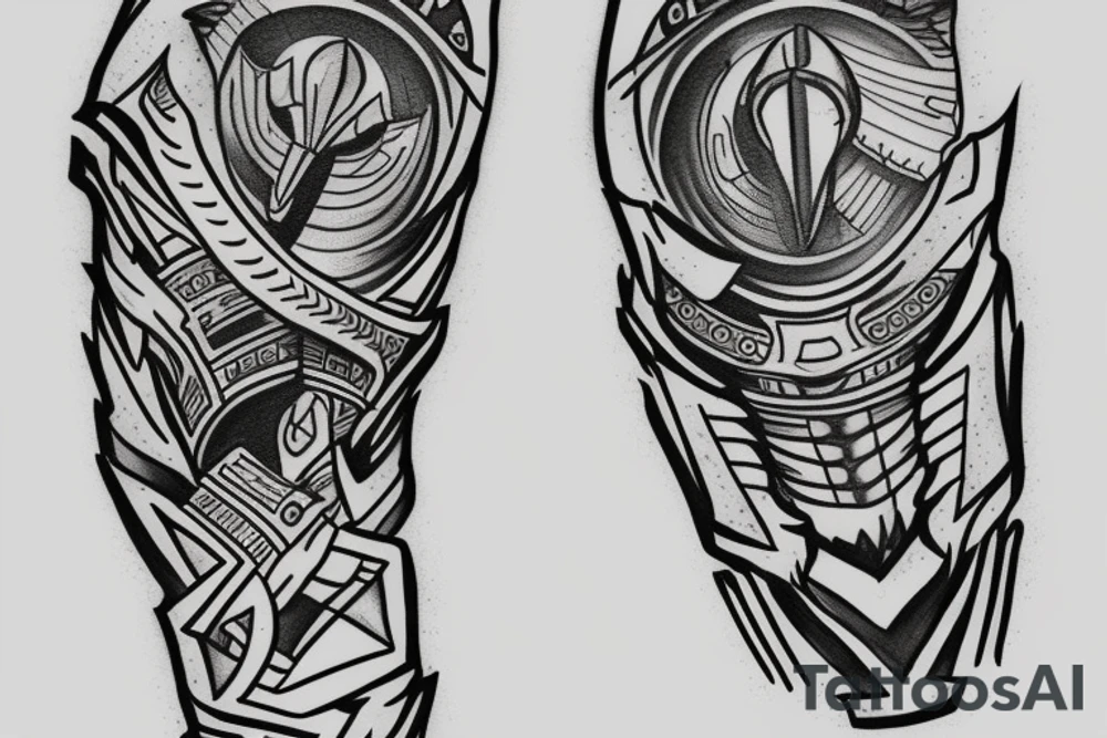 A leg sleeve of a spartan tattoo idea