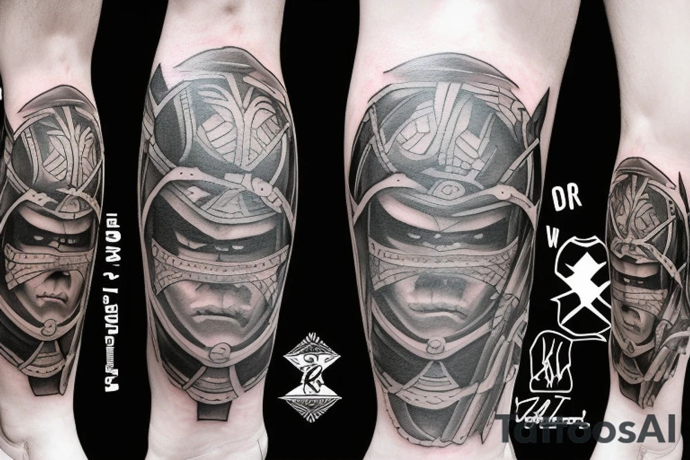 A leg sleeve of a spartan tattoo idea