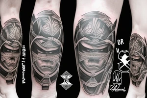 A leg sleeve of a spartan tattoo idea