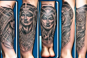 A leg sleeve of a spartan tattoo idea