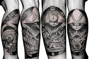 A leg sleeve of a spartan tattoo idea