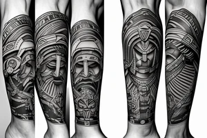 A leg sleeve of a spartan tattoo idea