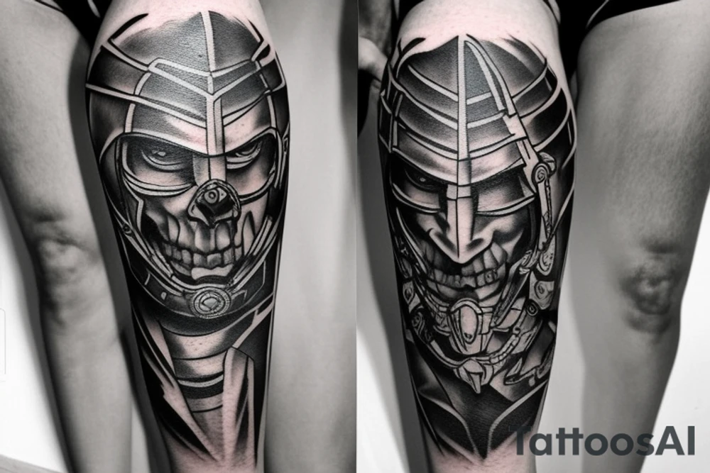 A leg sleeve of a spartan that looks tough tattoo idea