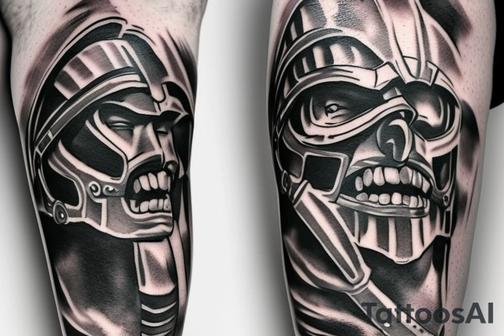 A leg sleeve of a spartan that looks tough tattoo idea