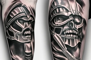 A leg sleeve of a spartan that looks tough tattoo idea