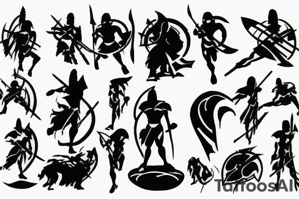 a silhouette of a spartan tattoo idea