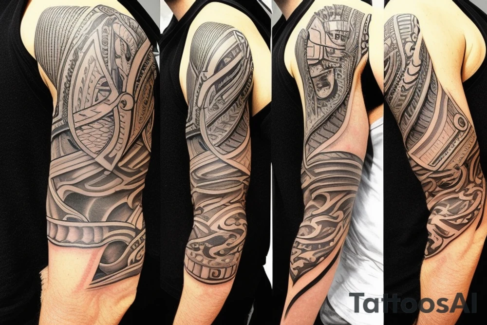 half sleeve: a spartan that shows the helmet tattoo idea