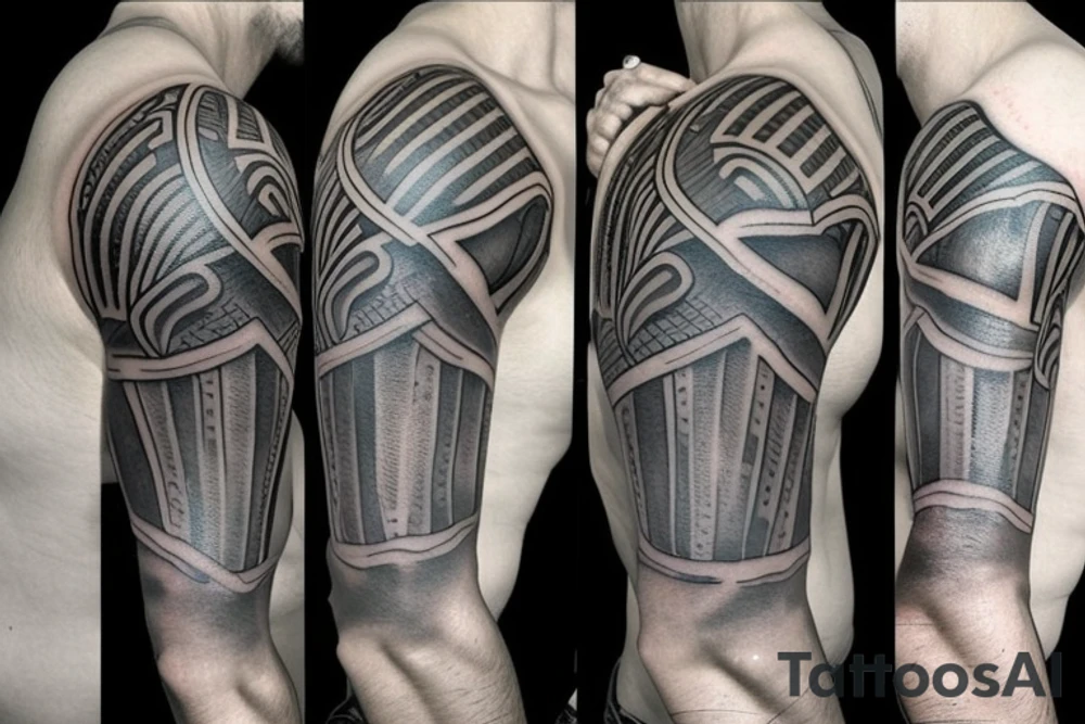 half sleeve: a spartan that shows the helmet tattoo idea