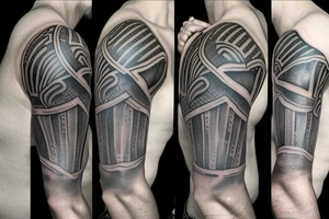 half sleeve: a spartan that shows the helmet tattoo idea