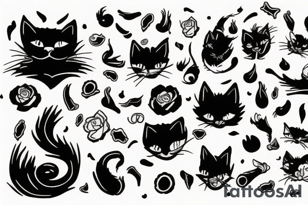 Black cat smoking a joint tattoo idea