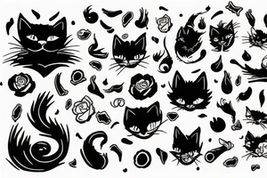 Black cat smoking a joint tattoo idea