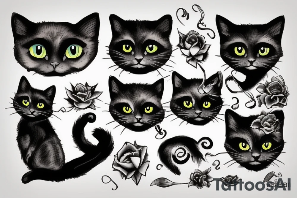 Black cat smoking tattoo idea