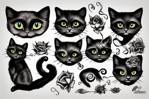 Black cat smoking tattoo idea