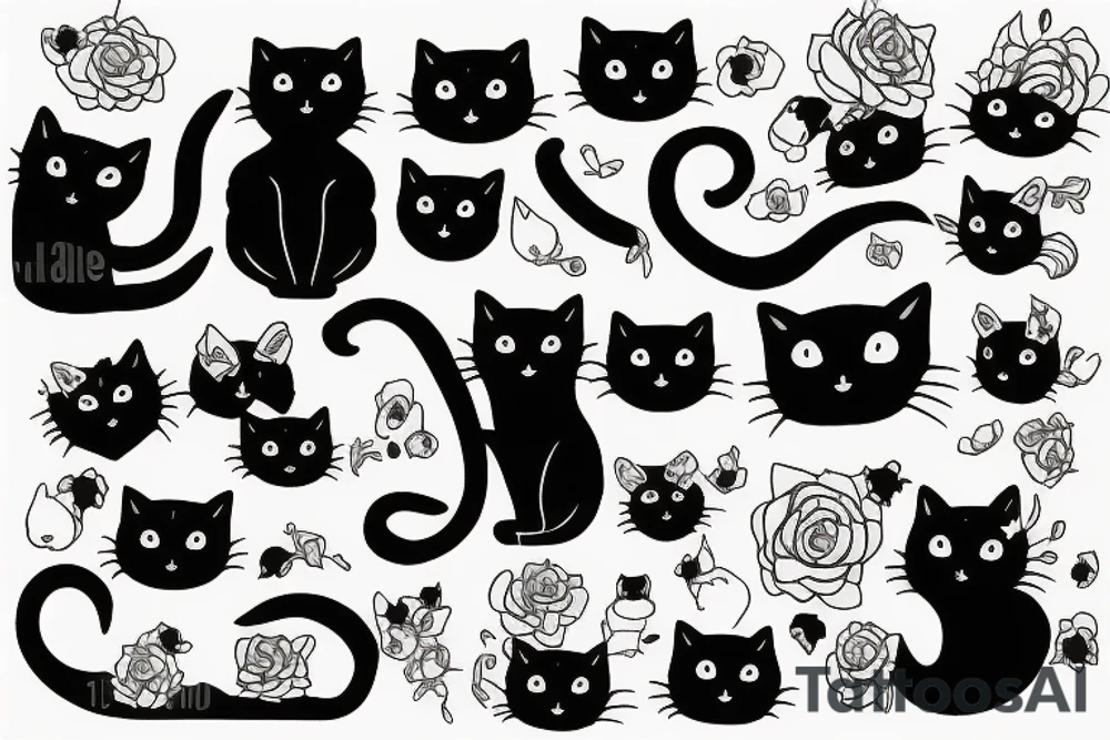 Black cat smoking tattoo idea