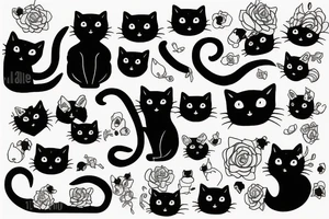 Black cat smoking tattoo idea