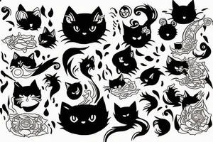 Black cat hell fire tattoo idea