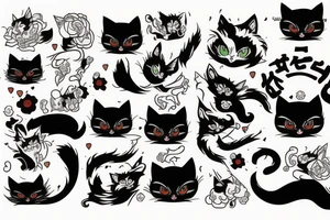 Black cat hell fire tattoo idea