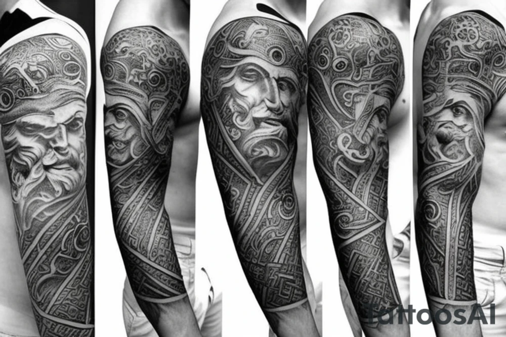 greek sleeve tattoo idea