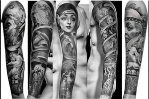 greek sleeve filled with greek mythology tattoo idea