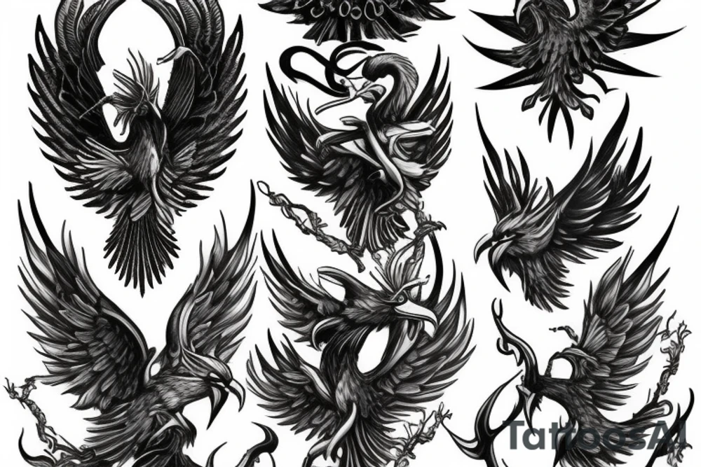 phoenix rising with claws out tattoo idea