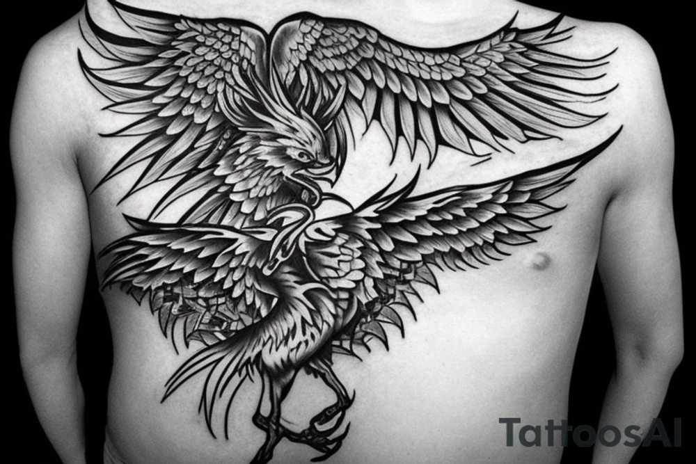 phoenix rising with claws out tattoo idea