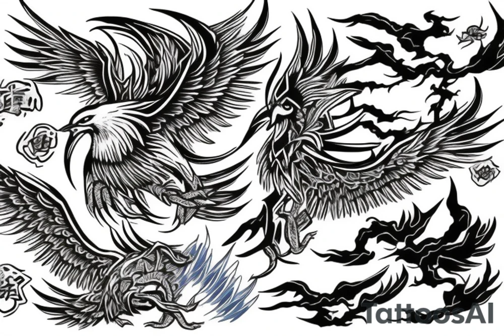 phoenix rising with claws out tattoo idea