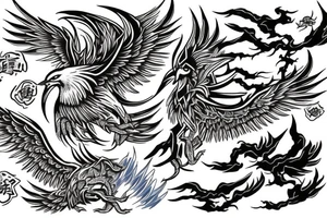 phoenix rising with claws out tattoo idea
