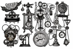 large steampunk balancing scales tattoo idea