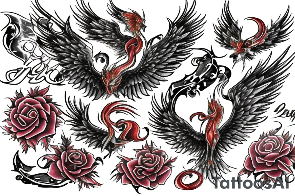 phoenix rising from ashes tattoo idea