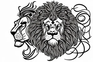 Feace Lion out the feont of a Greek building include roses and a cristian cross tattoo idea