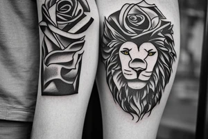 Feace Lion out the front of athens Greece building include roses and a cristian cross tattoo idea