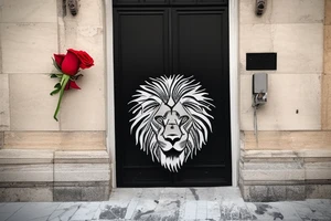 Feace Lion out the front of athens Greece building include roses and a cristian cross tattoo idea
