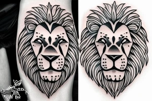 Lion face and Christian cross tattoo idea