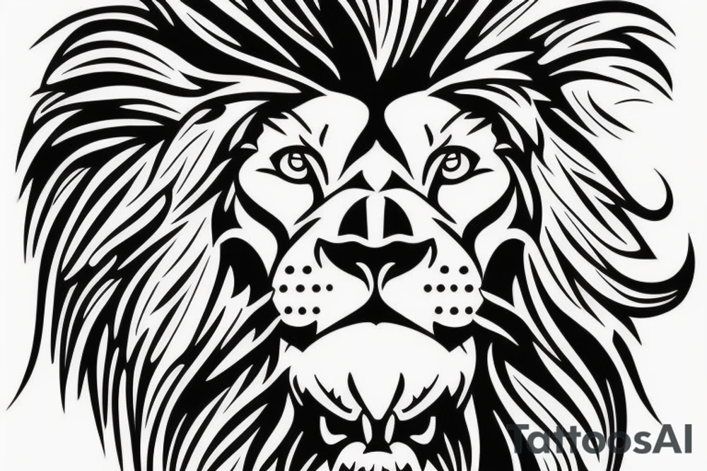 Lion face and Christian cross tattoo idea
