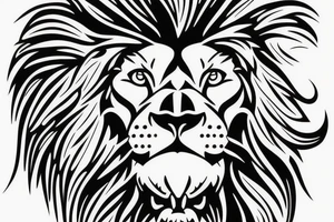 Lion face and Christian cross tattoo idea