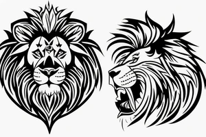 Lion face and Christian cross tattoo idea