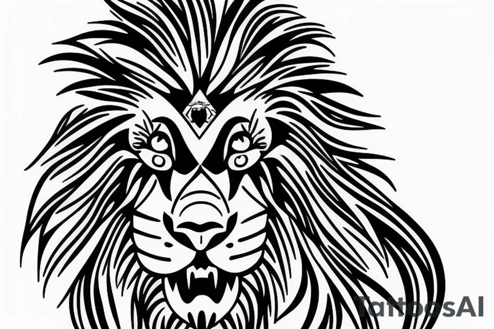 Lion face and Christian cross tattoo idea
