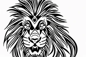 Lion face and Christian cross tattoo idea