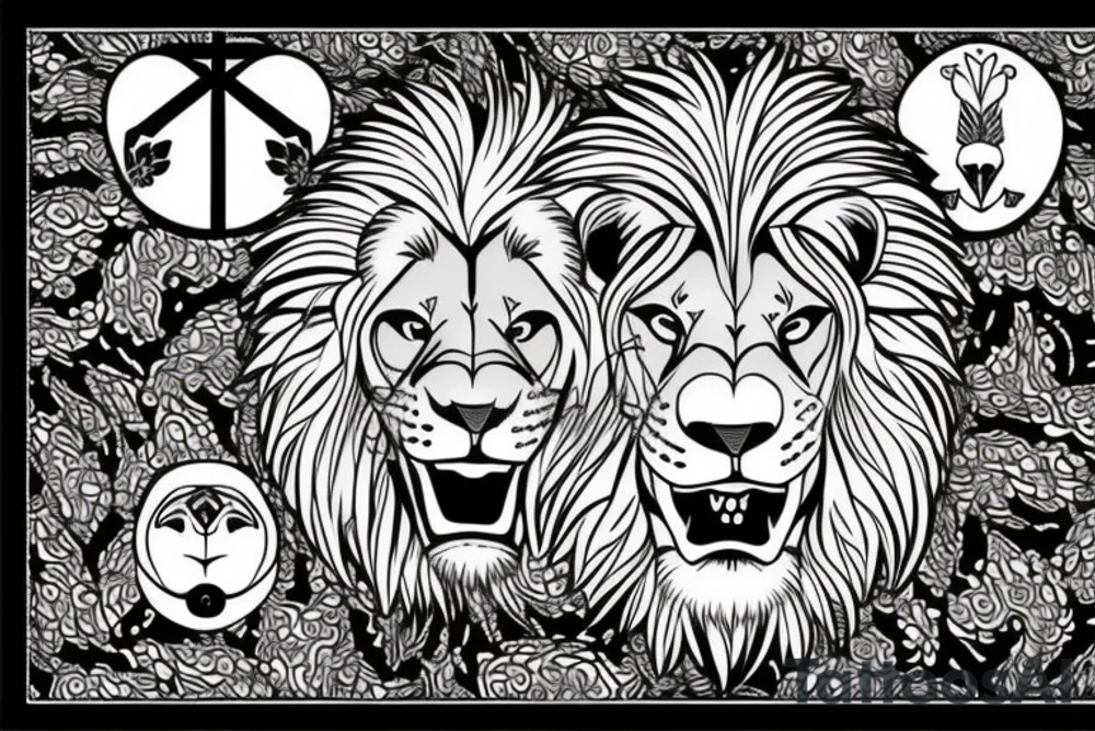 Lion face and Christian cross tattoo idea