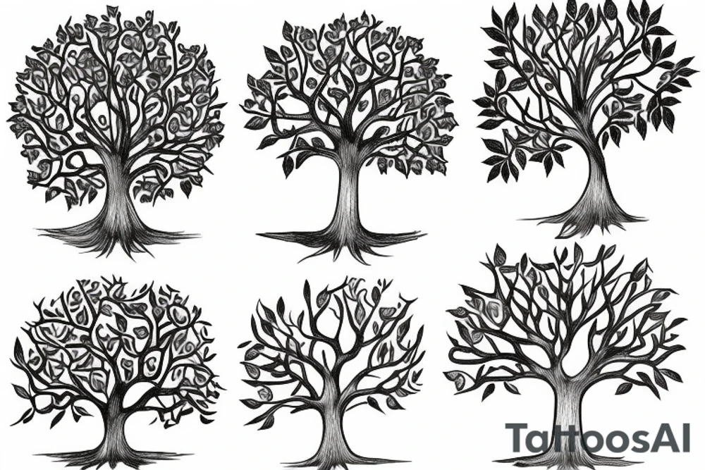 tree of life, arount the tree books and house plants tattoo idea