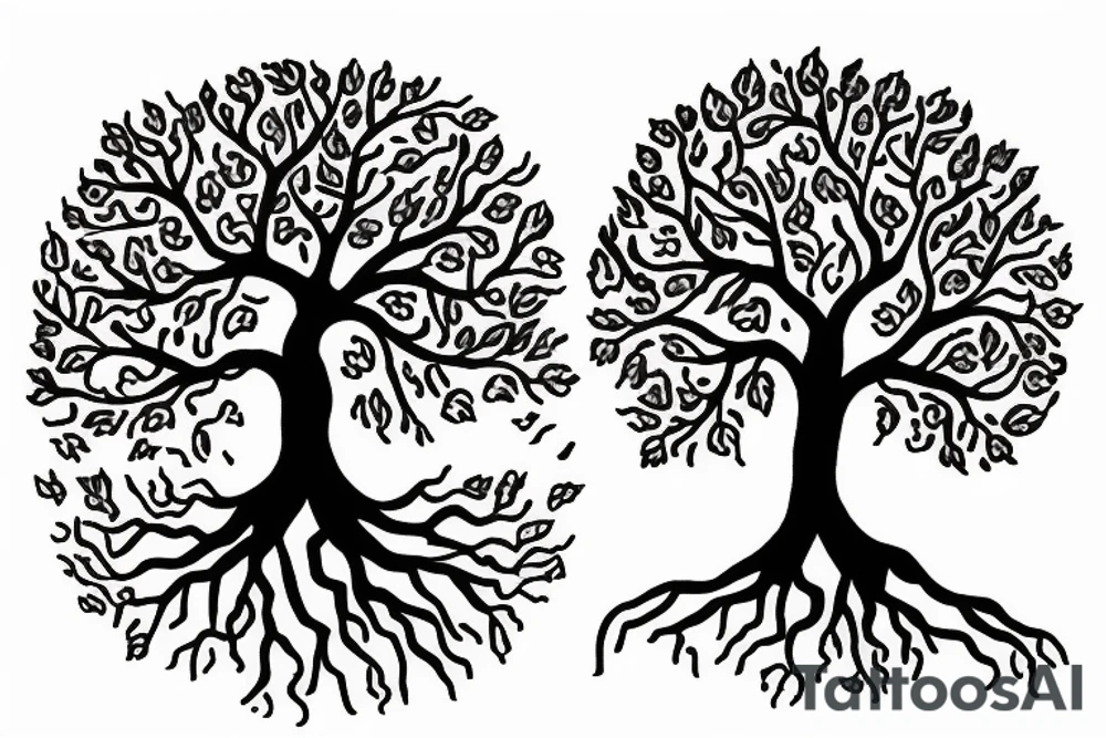 tree of life, arount the tree books and house plants tattoo idea
