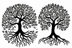 tree of life, arount the tree books and house plants tattoo idea