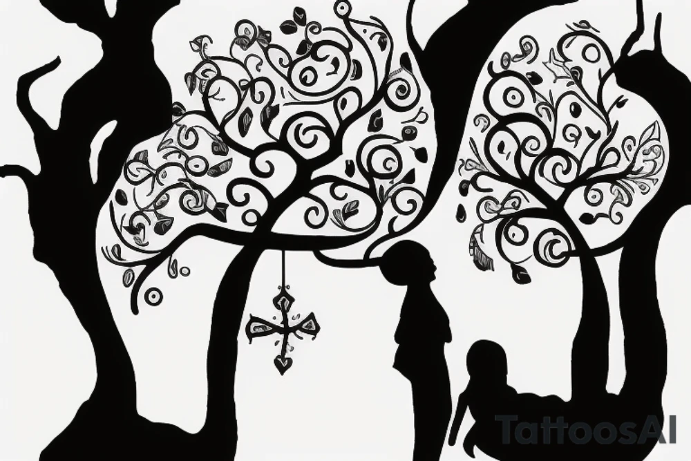 two girls site downs on a tree of life tattoo idea