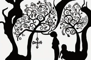 two girls site downs on a tree of life tattoo idea