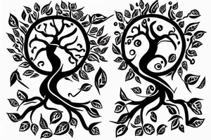 two girls site downs on a tree of life tattoo idea
