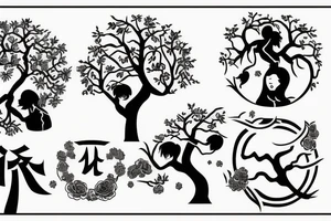 two girls site downs on a tree of life tattoo idea