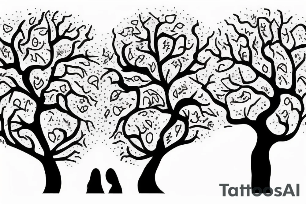 two girls site downs on a tree of life tattoo idea