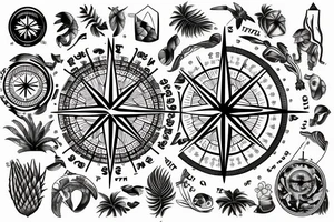 tropical compass tattoo idea